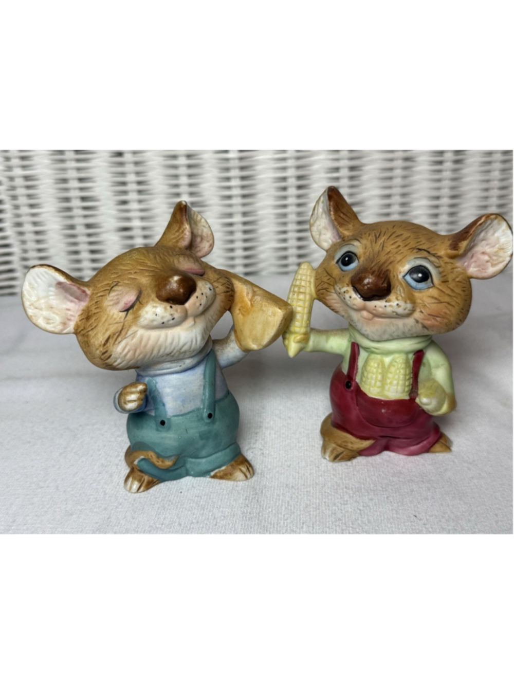 Vintage Homco 5601 Anthropomorphic Mice Furry Farm Friends Corn Cheese CUTE